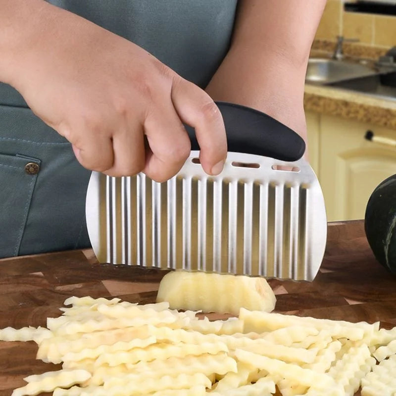 Stainless Steel Wolf-Tooth Potato Wave Cutter Manual Multi-Functional Commercial Vegetable Slicer Dishwasher Safe Household