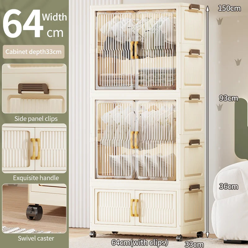 55-85CM Household adult wardrobe, installation-free, multi-layer storage cabinet, foldable, dust-proof wardrobe