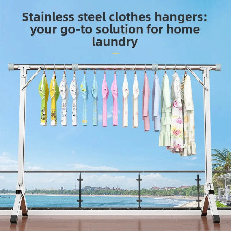 Foldable Extendable Single Rod Clothes Drying Rack Freestanding Laundry Garment Stand For Balcony Indoor Use