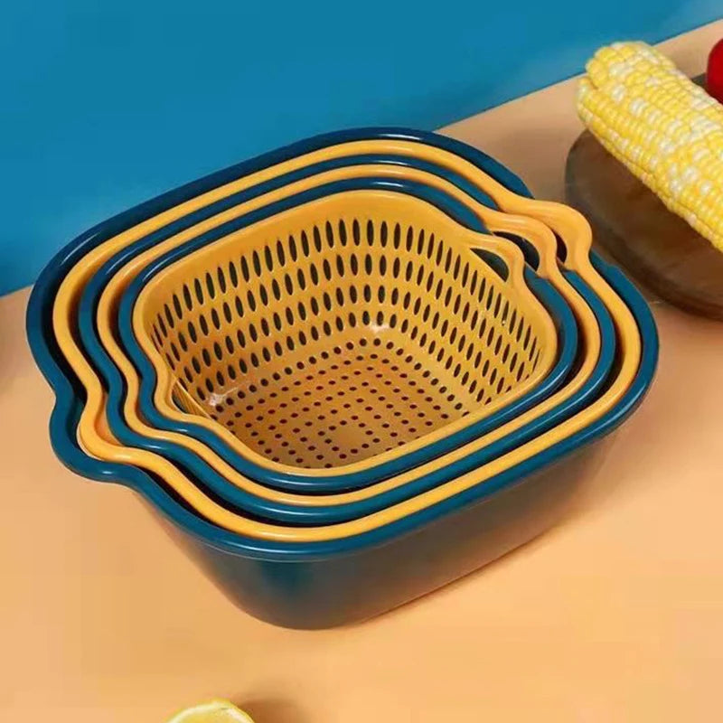 6-Piece Kitchen Multifunctional Drain Basket for Cleaning,Draining and Storing Fruits and Vegetables Easy to Place Safe Material