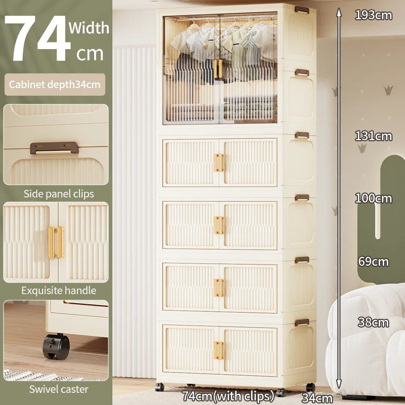 55-85CM Household adult wardrobe, installation-free, multi-layer storage cabinet, foldable, dust-proof wardrobe