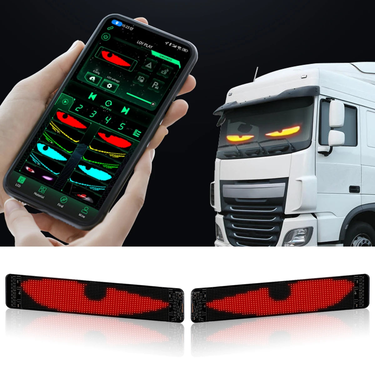 96*20 Car Led Matrix Pixel Panel Diy RGB App+Remote Control Programmable Devil Eye Indicator Light Animated Eyes for Truck