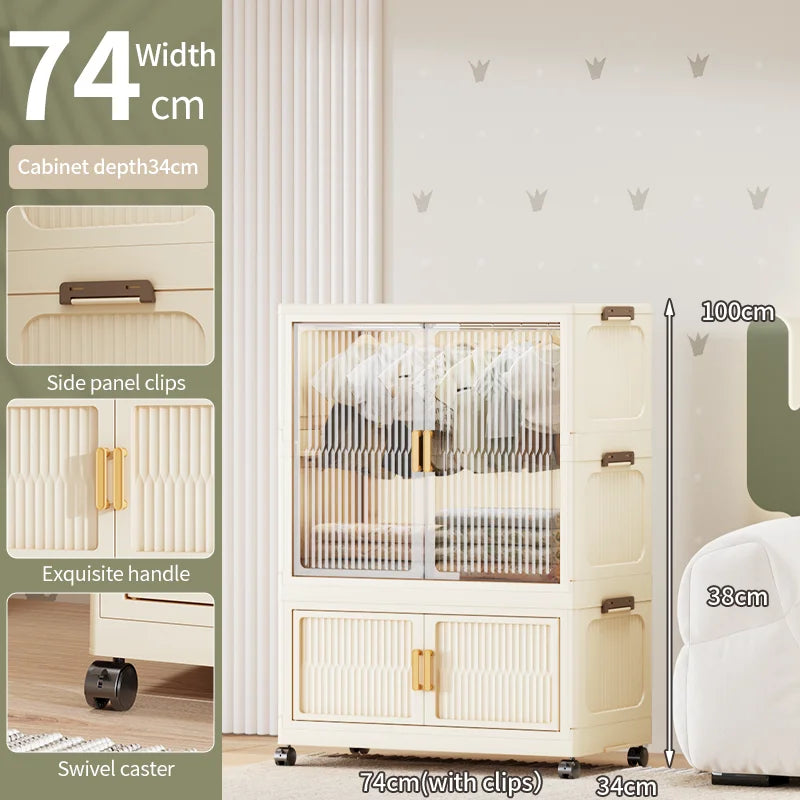 55-85CM Household adult wardrobe, installation-free, multi-layer storage cabinet, foldable, dust-proof wardrobe