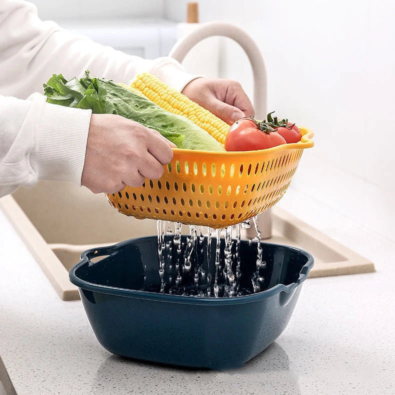 6-Piece Kitchen Multifunctional Drain Basket for Cleaning,Draining and Storing Fruits and Vegetables Easy to Place Safe Material