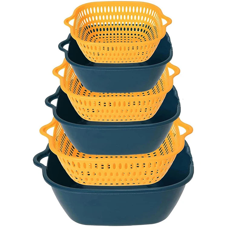 6-Piece Kitchen Multifunctional Drain Basket for Cleaning,Draining and Storing Fruits and Vegetables Easy to Place Safe Material