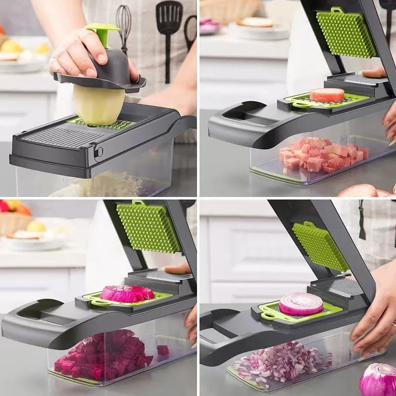 Manual Hand Fruits and Vegetable Cutter All in One 16 in 1 Vegetable Food Chopper Durable Kitchen Accessories Vegetable Cutter