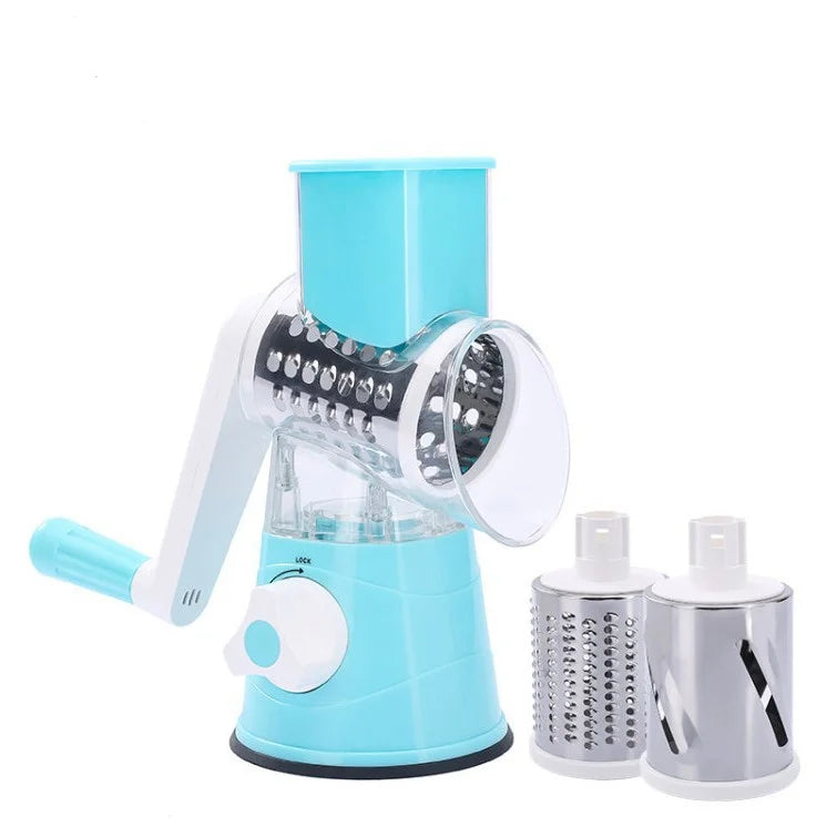 Multifunctional 3 in 1 Spiral Slicer Hand Manual Rotary Cheese Grater Food Slicer Veggie Dicer Vegetable Chopper Cutter