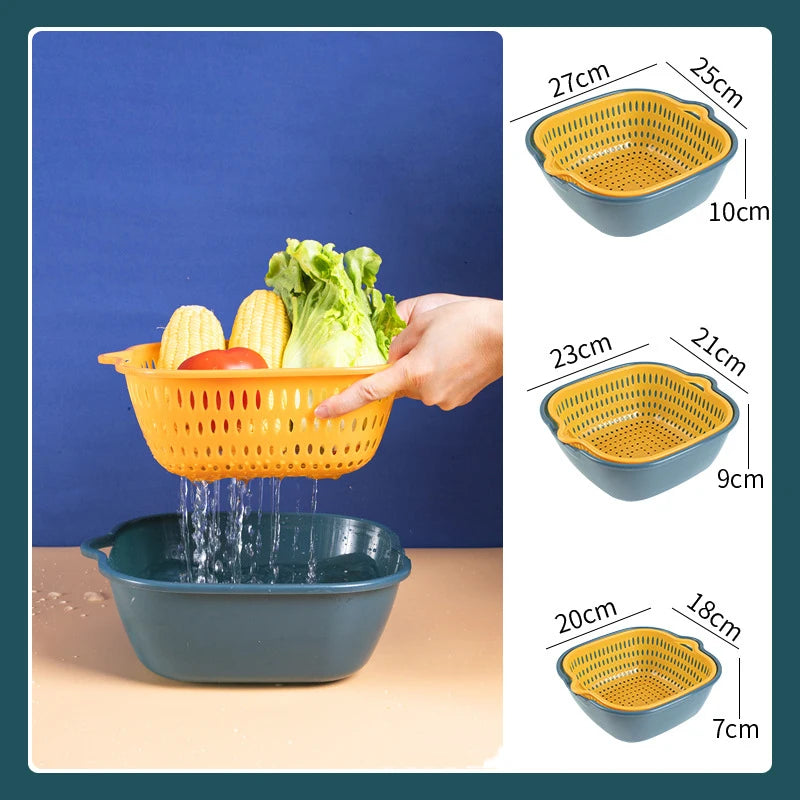 6-Piece Kitchen Multifunctional Drain Basket for Cleaning,Draining and Storing Fruits and Vegetables Easy to Place Safe Material