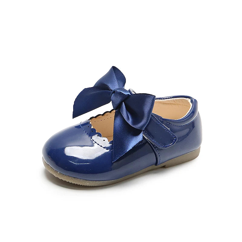 Spring Autumn Baby Girls Shoes Cute Bow Patent Leather Princess Shoes Solid Color Kids Gilrs Dancing Shoes First Walkers