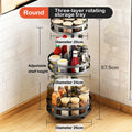 Multifunction Kitchen 3-layer Rotating Tray Storage Organizer Carbon Steel Spices Container Set Rack Jar Cans for Accessories