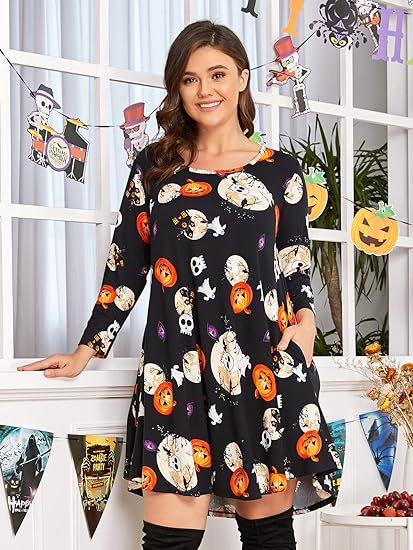 2024 autumn and winter Halloween Christmas holiday color casual T-shirt dress