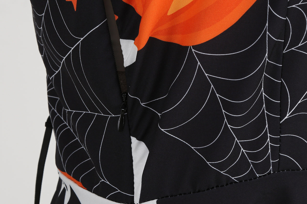 Factory direct supply 2024 Halloween new Hepburn style high waist slim hanging neck large swing long retro dress