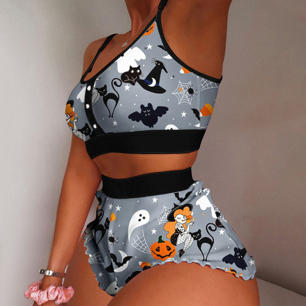 European and American Foreign Trade Cross-Border Sales Strawberry Print Camisole Two-Piece Loungewear Sweet Pajamas Stylish Sweet Style