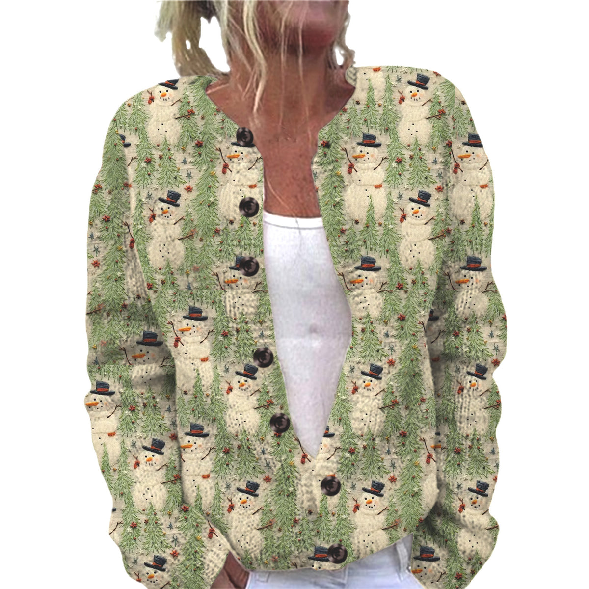 Ll-Yk1 Halloween Cardigan Round Neck Long-Sleeved 3D Printed Sweater European and American Cross-Border Casual Women's Clothing Amazon Theme