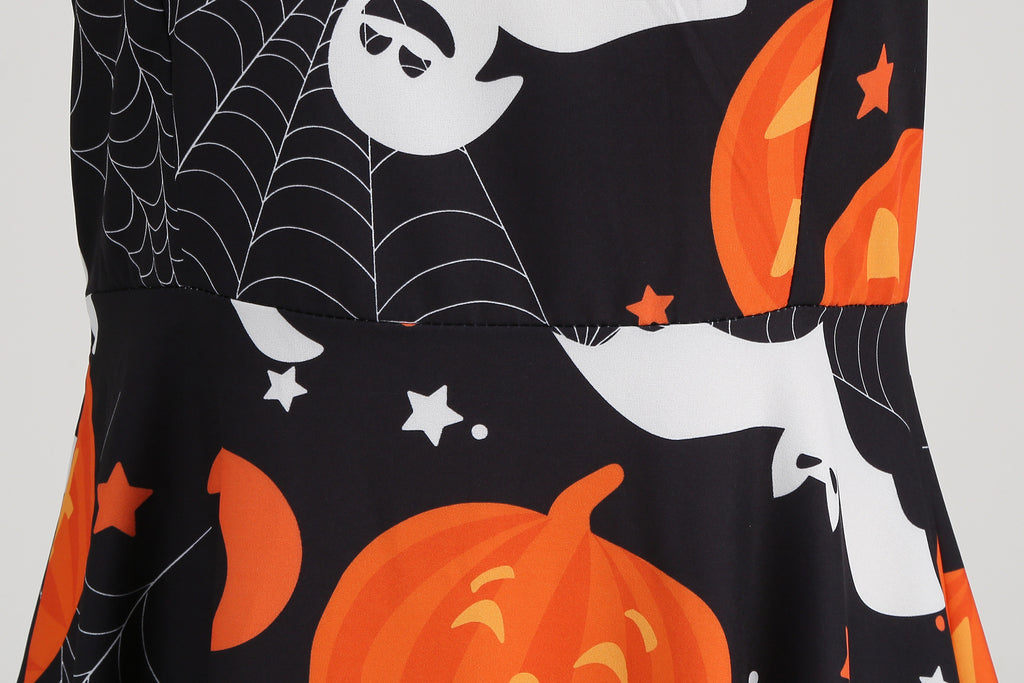 Factory direct supply 2024 Halloween new Hepburn style high waist slim hanging neck large swing long retro dress
