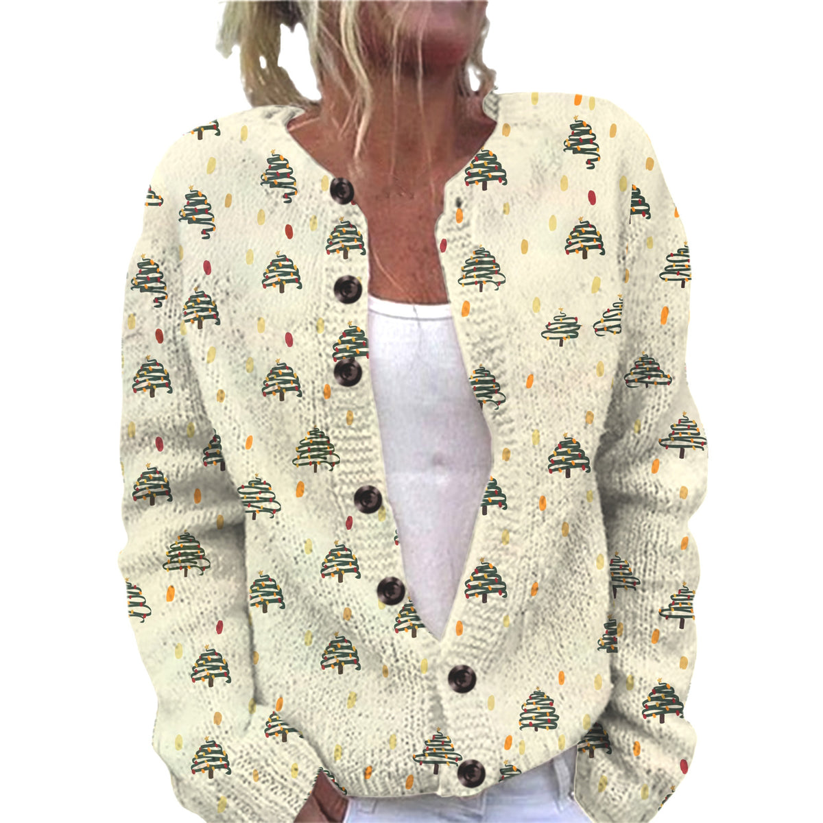 Ll-Yk1 Halloween Cardigan Round Neck Long-Sleeved 3D Printed Sweater European and American Cross-Border Casual Women's Clothing Amazon Theme