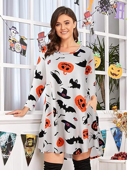 2024 autumn and winter Halloween Christmas holiday color casual T-shirt dress