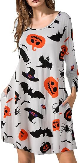 2024 autumn and winter Halloween Christmas holiday color casual T-shirt dress