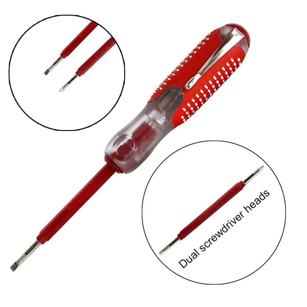 Portable 100V to 500V Voltage Tester with Dual Screwdriver Ends for Slotted and Fasteners in Automotive and Home Repair