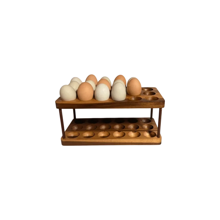 Custom Logo Eco-Friendly Wooden Egg Storage Tray Holder Rack Basket for Home Kitchen Use
