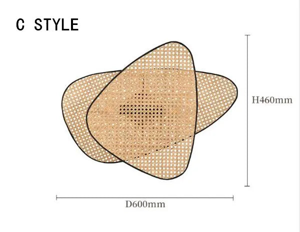 Hand-Woven Rattan Leaf Grid Chandelier E27 Wicker Pendant Lamp