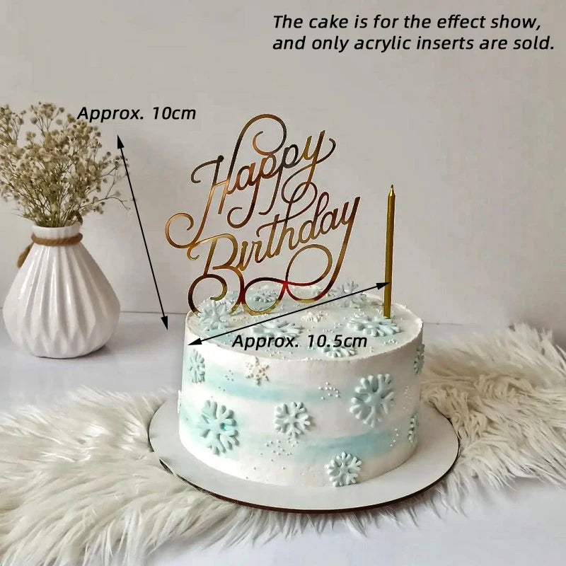 New Happy Birthday Cake Toppers Gold Acrylic Birthday Girl Kids Birthday Party Cake Topper Dessert Decoration Baby Shower Gift