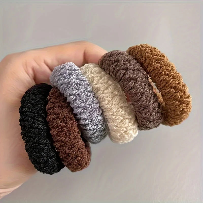 A Set of 5/10High Elastic Thick HairBands Hair rope Suitable for Ladies-Elegant and Sweet Solid Color Bun Tie Multi-Color Option