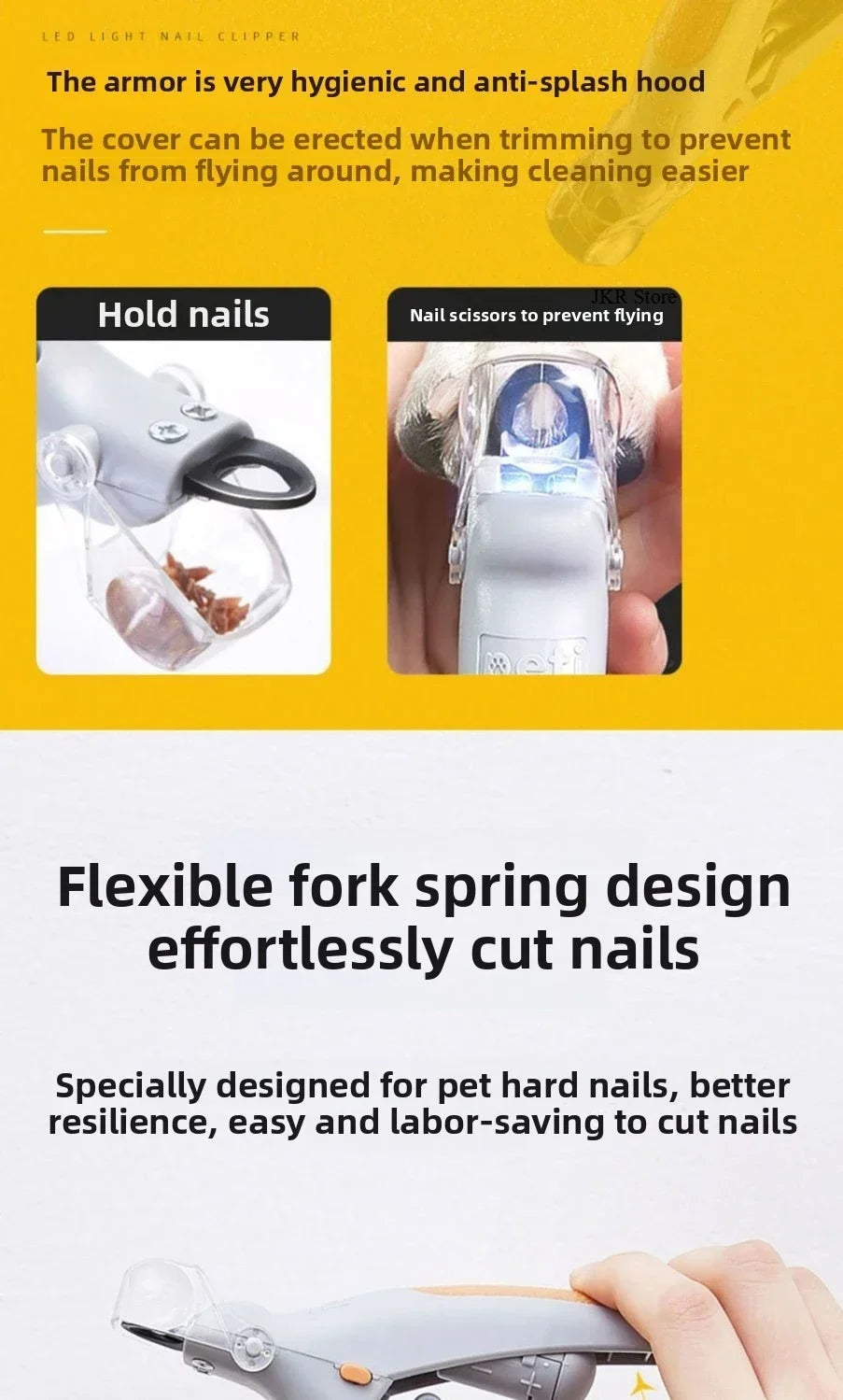 LED Pet Nail Clippers with Safety Guard, Professional Dog Cat Nail Trimmer Kit, Rechargeable Quiet Grooming Tool for Small Medium Dogs