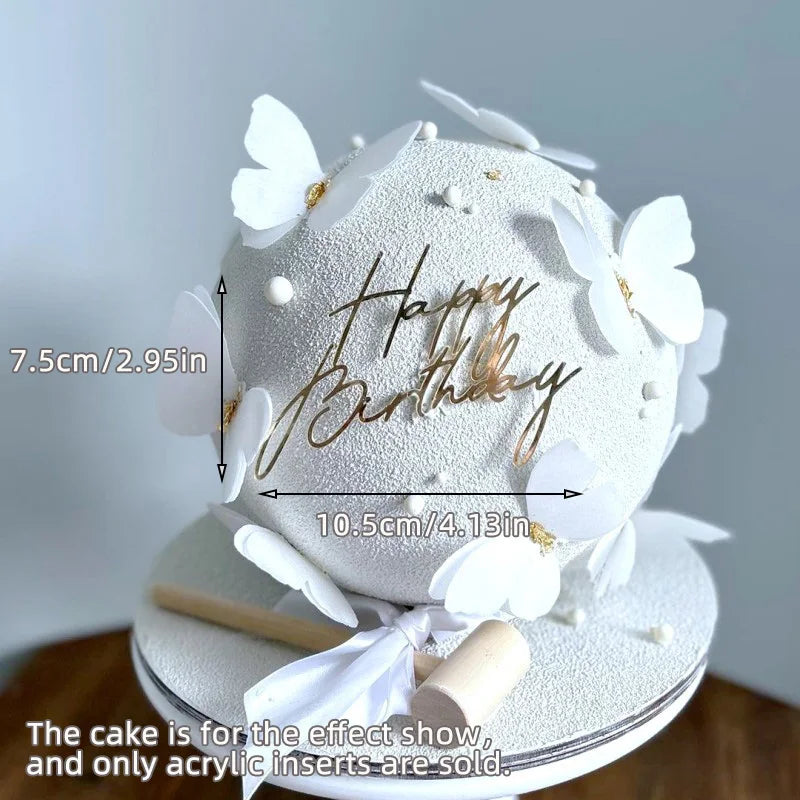 New Happy Birthday Cake Toppers Gold Acrylic Birthday Girl Kids Birthday Party Cake Topper Dessert Decoration Baby Shower Gift