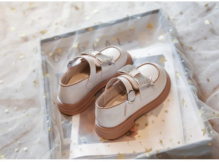 Kids Casual Shoes Children‘s Leather Shoes for Toddlers Girls Party Flats Kids Loafers Bowtie Shoes for Kids Girls Lolita Shoes