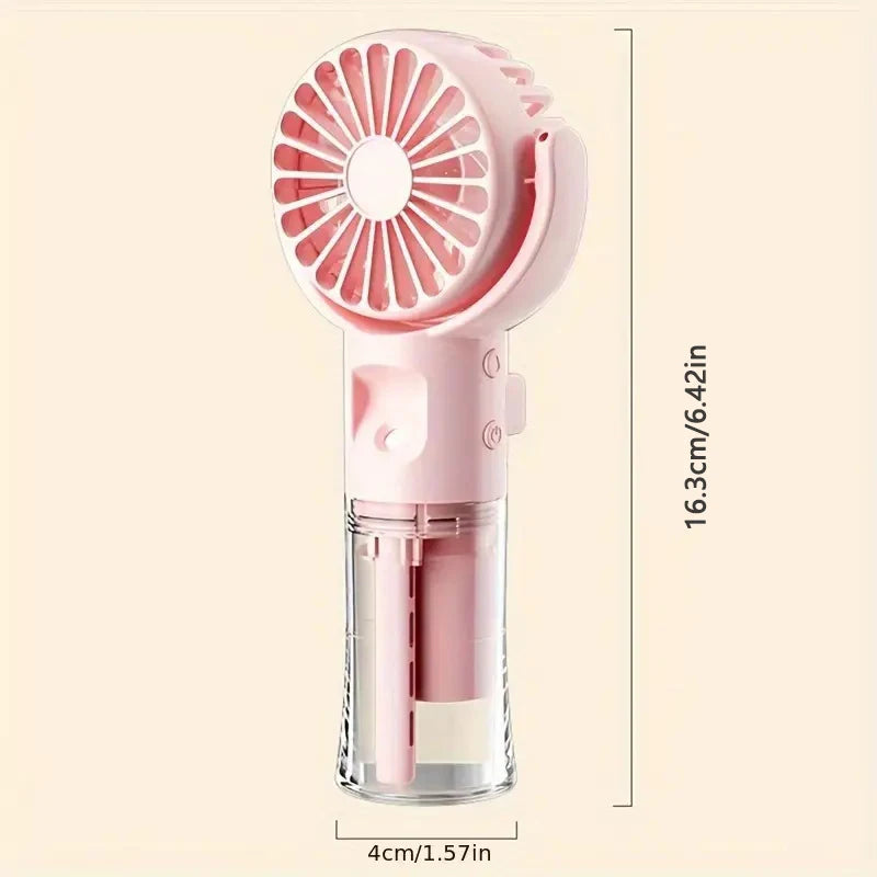 Portable Handheld Misting Fan with 4 Speeds and USB Charging