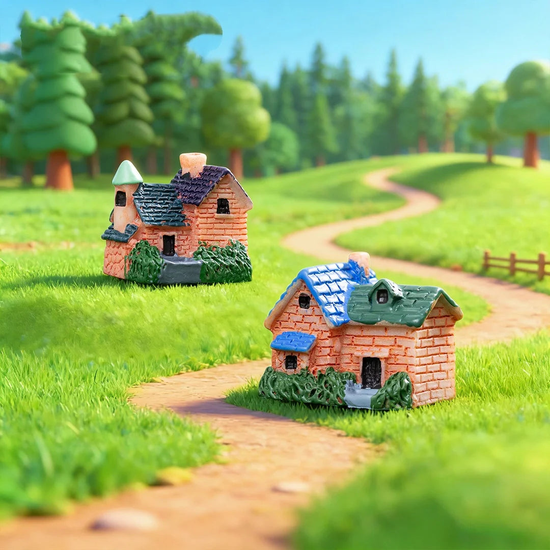 Miniature Resin House Ornament for DIY Crafts and Home Decor