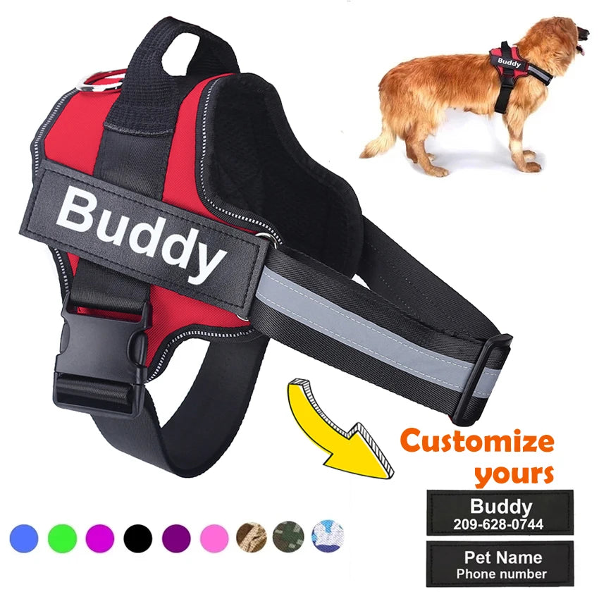 Personalized Dog Harness NO PULL Reflective Breathable Pet Harness Vest For Small Large Dog Outdoor Walk Training Accessories