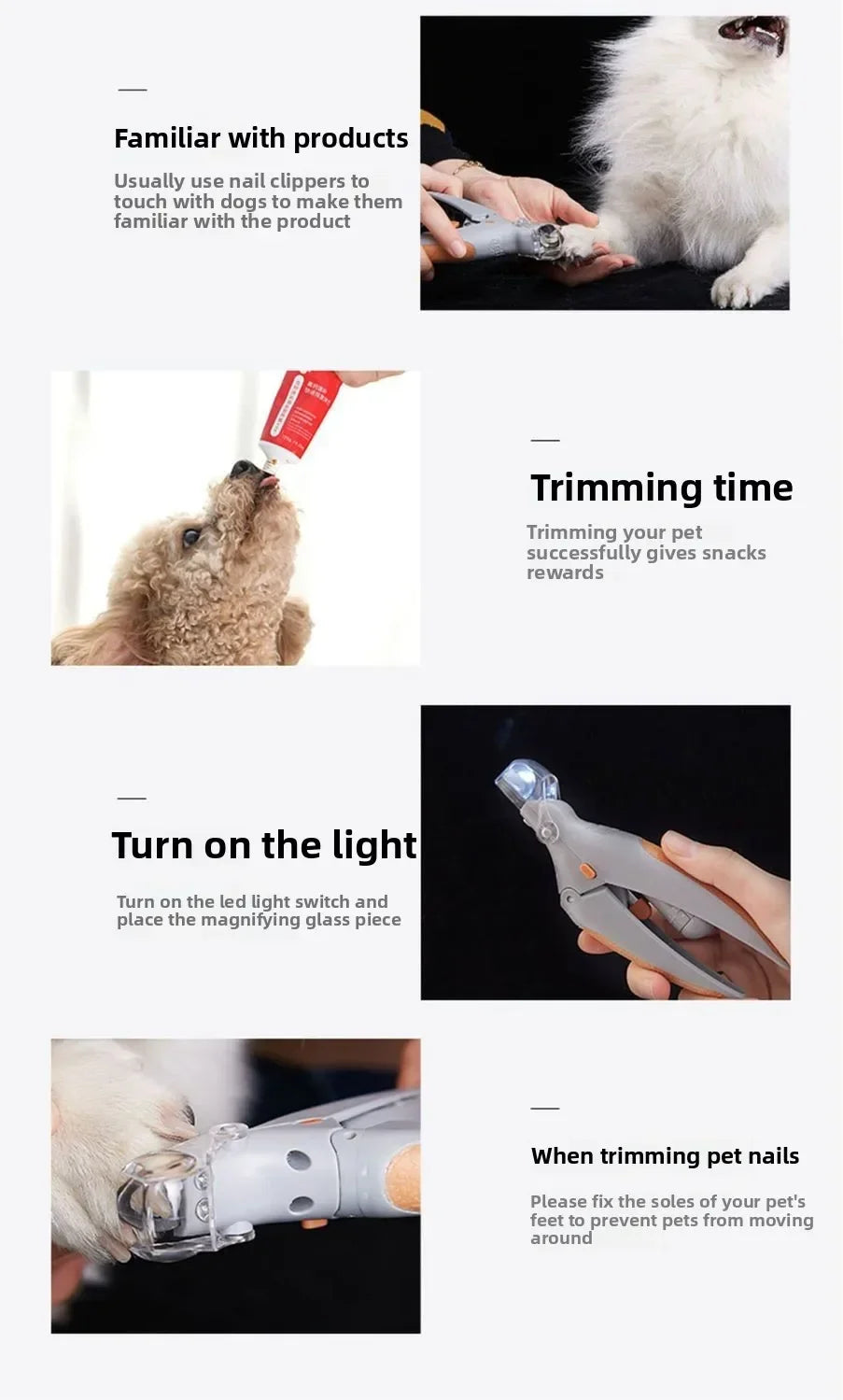 LED Pet Nail Clippers with Safety Guard, Professional Dog Cat Nail Trimmer Kit, Rechargeable Quiet Grooming Tool for Small Medium Dogs