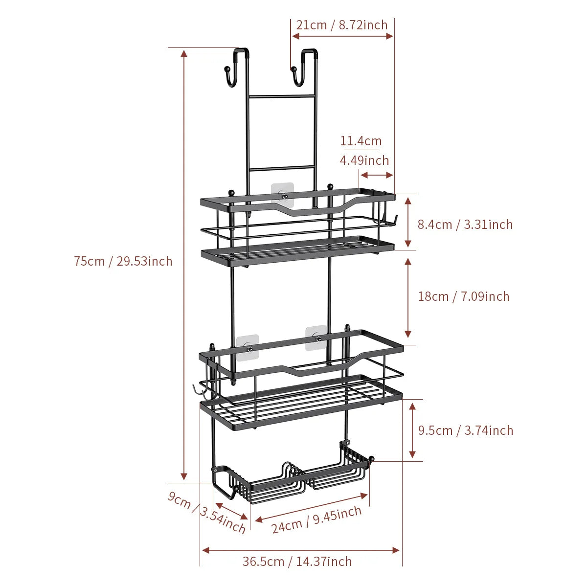 Over the Door Hanging Shower Caddy and Bathroom Organizer Rack