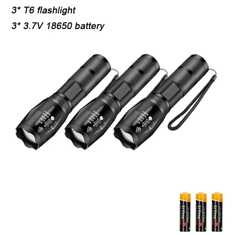 High Power T6 LED Waterproof Zoomable Flashlight with 5 Modes