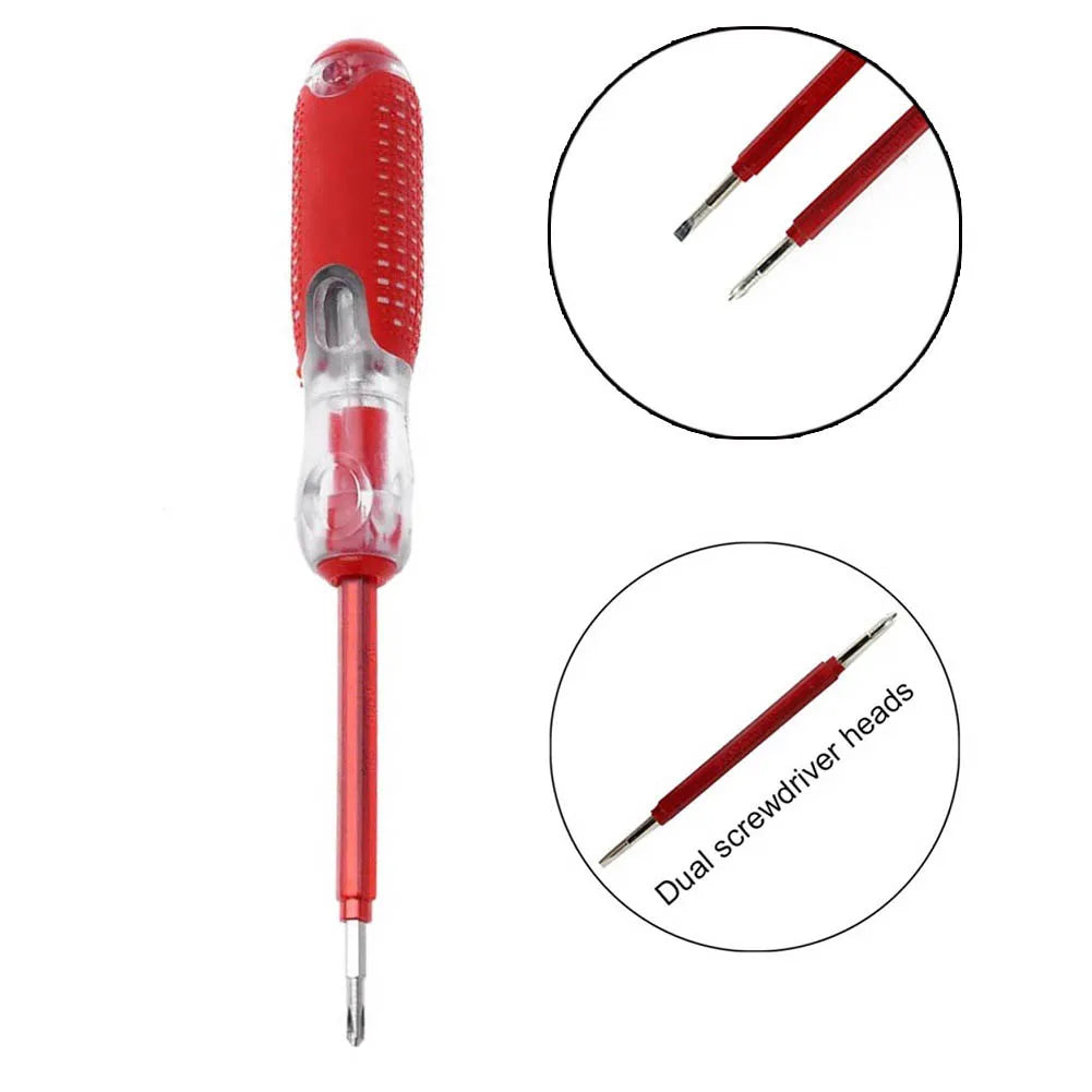 Portable 100V to 500V Voltage Tester with Dual Screwdriver Ends for Slotted and Fasteners in Automotive and Home Repair