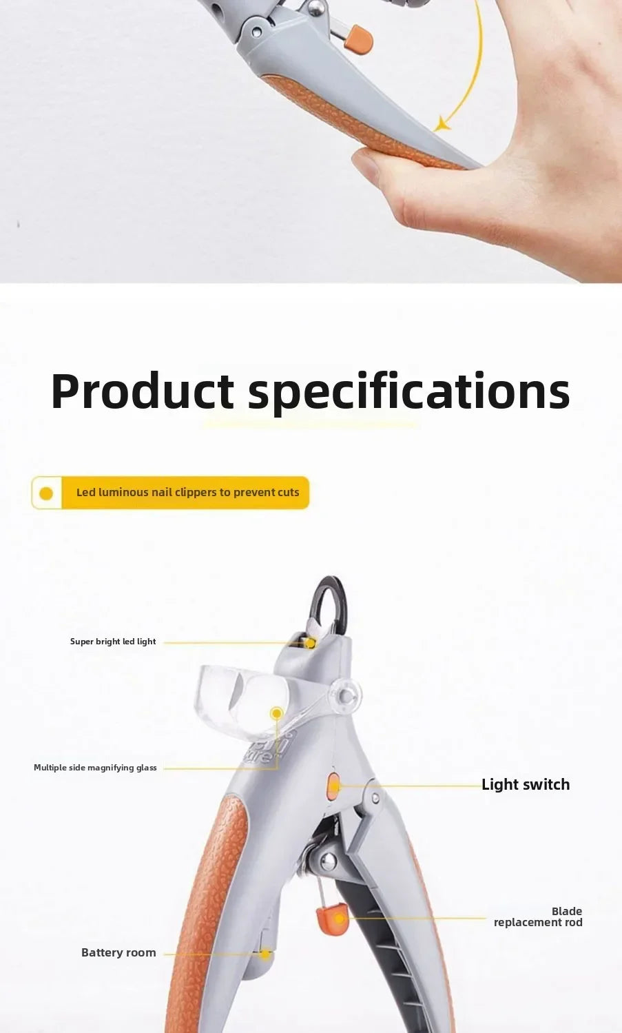 LED Pet Nail Clippers with Safety Guard, Professional Dog Cat Nail Trimmer Kit, Rechargeable Quiet Grooming Tool for Small Medium Dogs