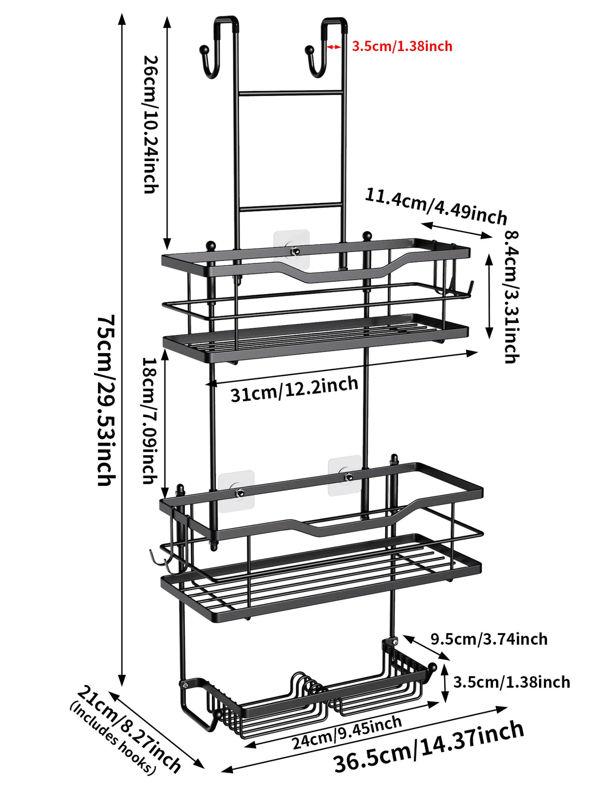 Over the Door Hanging Shower Caddy and Bathroom Organizer Rack