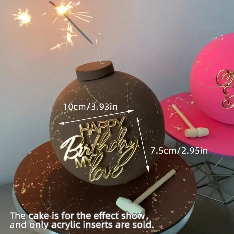 New Happy Birthday Cake Toppers Gold Acrylic Birthday Girl Kids Birthday Party Cake Topper Dessert Decoration Baby Shower Gift
