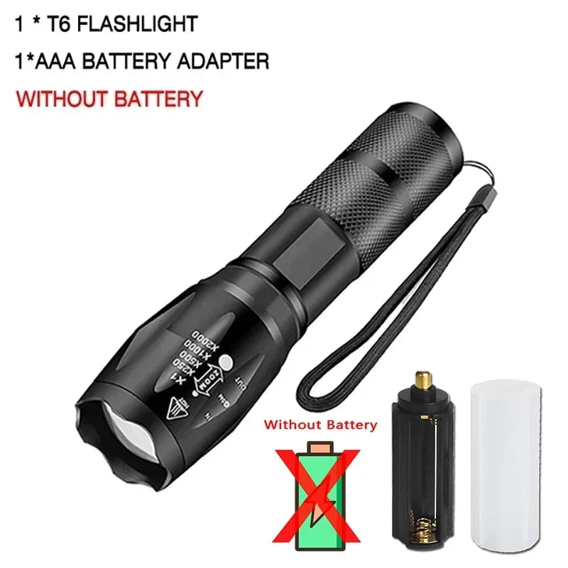 High Power T6 LED Waterproof Zoomable Flashlight with 5 Modes