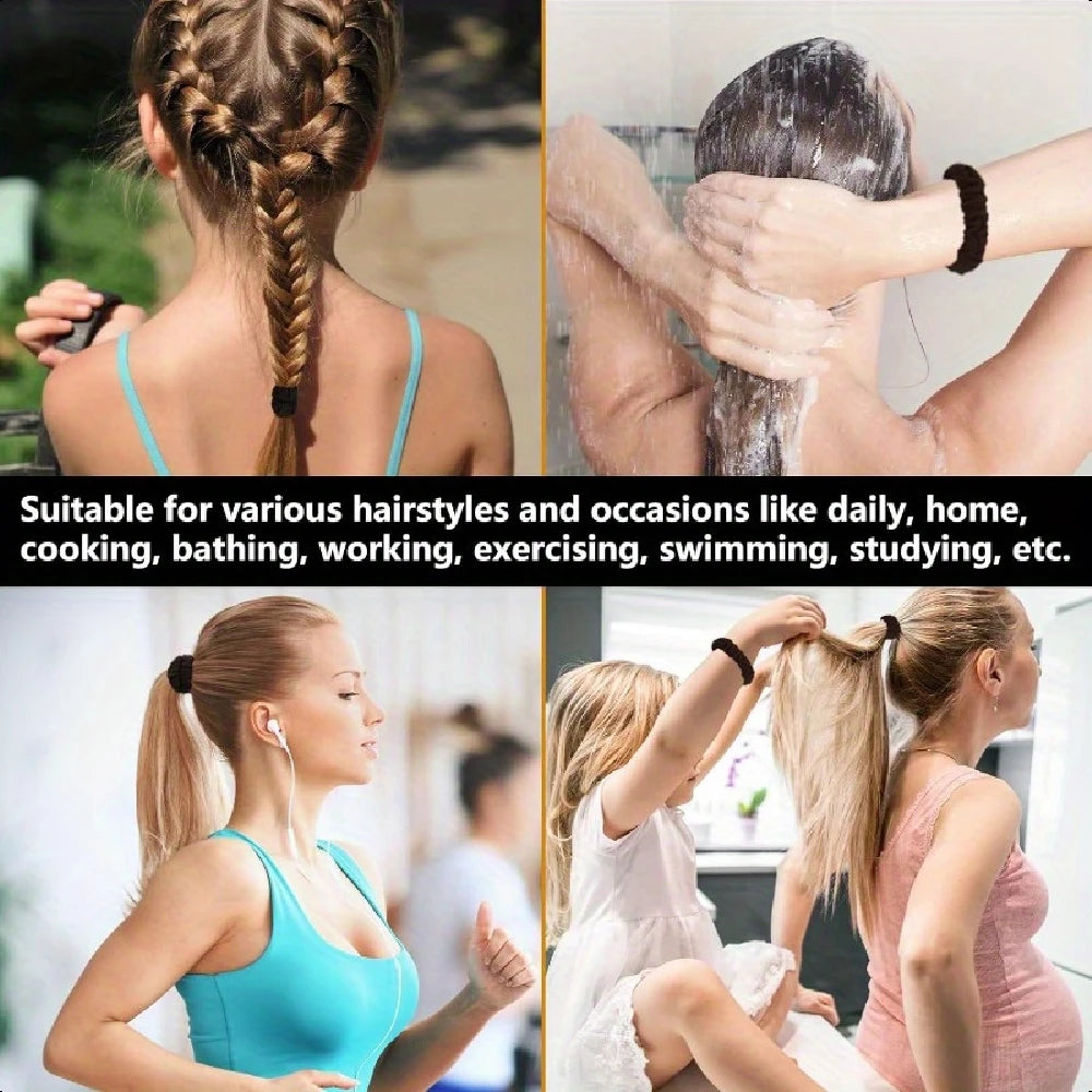 A Set of 5/10High Elastic Thick HairBands Hair rope Suitable for Ladies-Elegant and Sweet Solid Color Bun Tie Multi-Color Option