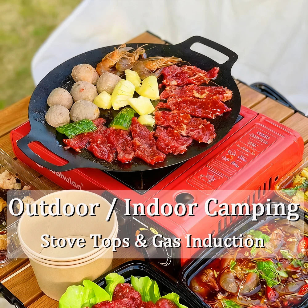 Non-Stick Cast Aluminum Korean BBQ Grill Pan for Gas and Induction
