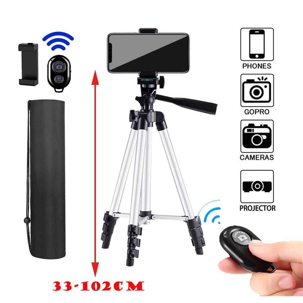 Lightweight Mobile Tripod with Bluetooth Remote and Phone Holder
