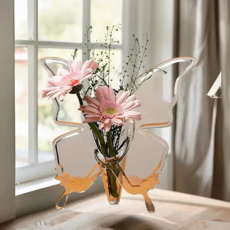 Transparent Acrylic Butterfly Decorative Flower Vase