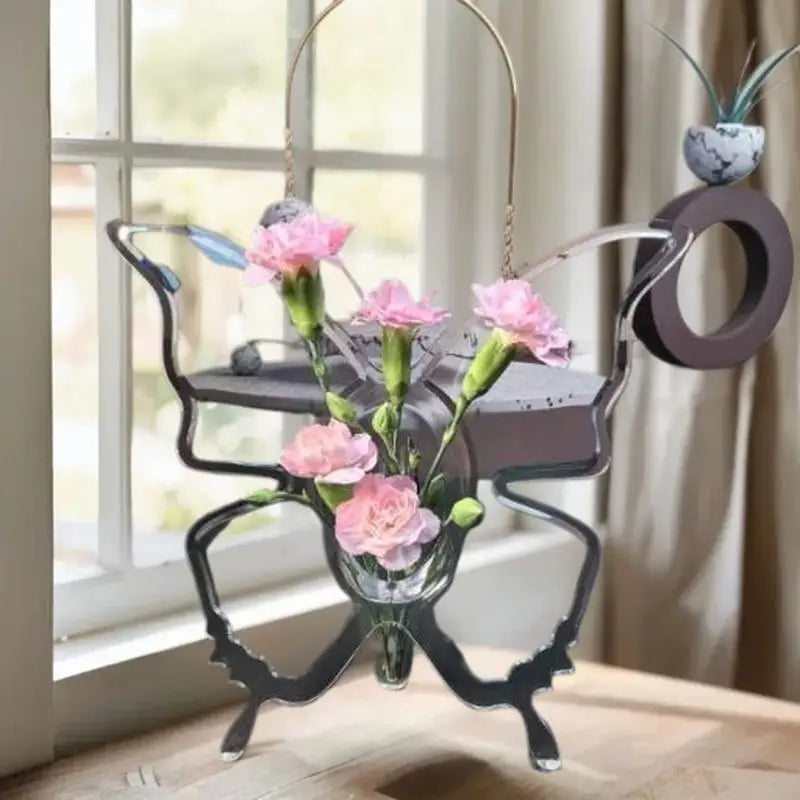 Transparent Acrylic Butterfly Decorative Flower Vase