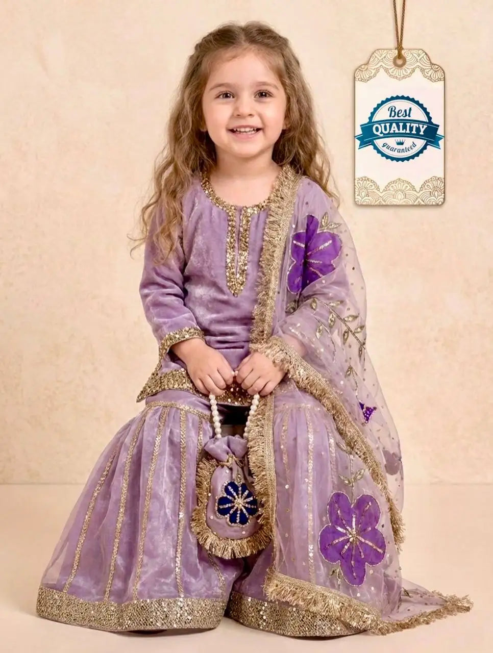 Sharara Suit Girls Kids ethnic Shalwar Kameez Indian Punjabi Pakistani Style Embroidery Wedding and Festive Party Wear Children