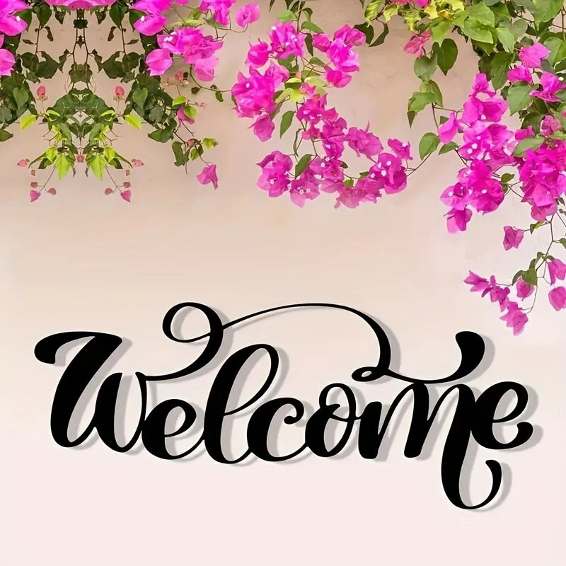 Stunning Welcome Metal Wall Art Sign - Durable Iron Decorative Plaque for Home and Garden with Rustic Finish - Weather Resistant