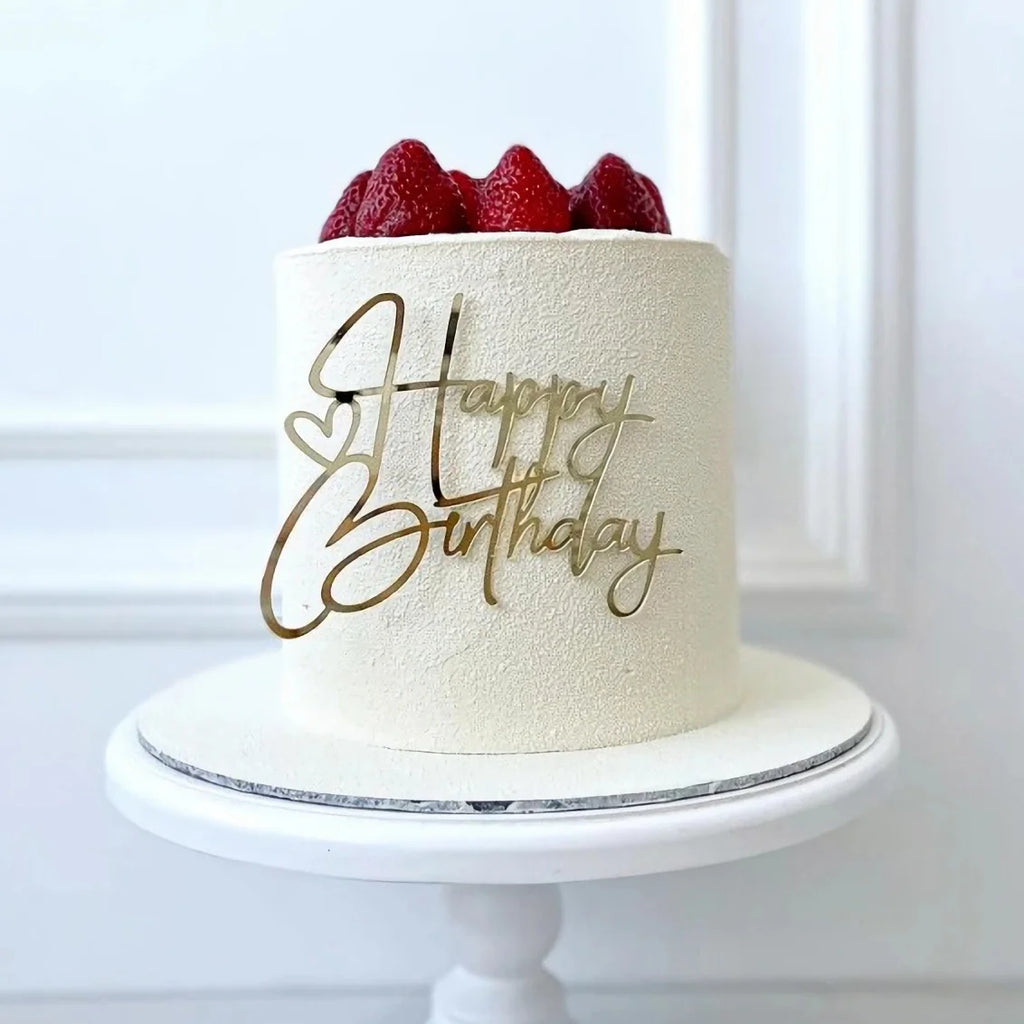 New Happy Birthday Cake Toppers Gold Acrylic Birthday Girl Kids Birthday Party Cake Topper Dessert Decoration Baby Shower Gift