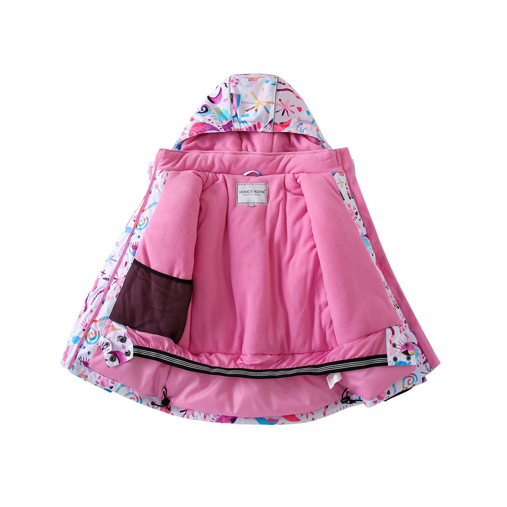 HONEYKING Kids Ski Outwear Winter Warm Windproof Outdoor Sports Snow Jackets Girls Snowboard Coat For Ski Clothing Equipment
